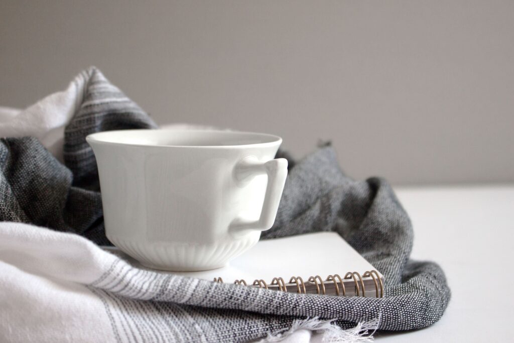 coffee cup and blanket to use when you take time to rest
