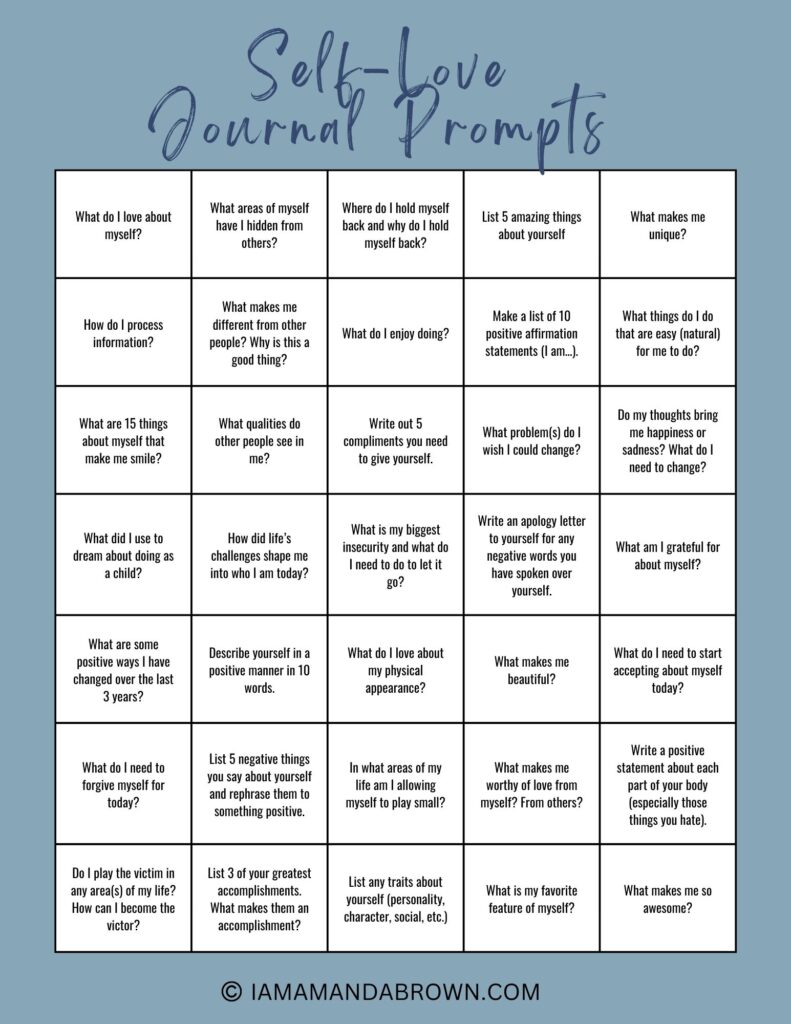 image of journal prompts printable